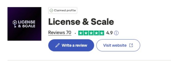 License & Scale - 4.9 stars on Trustpilot - 70 Reviews